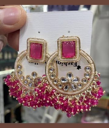 Padmavati Bangles Pink Chandbalis Earrings ( Pack of 1 )