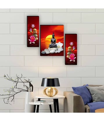 Saf Set of3 Buddha religious modern art MDF Painting Without Frame
