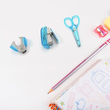 Mini Office Stationery Set, Including Stapler, Scissors, Paper Clips, Tape Dispenser, Transparent Tape, And Staples