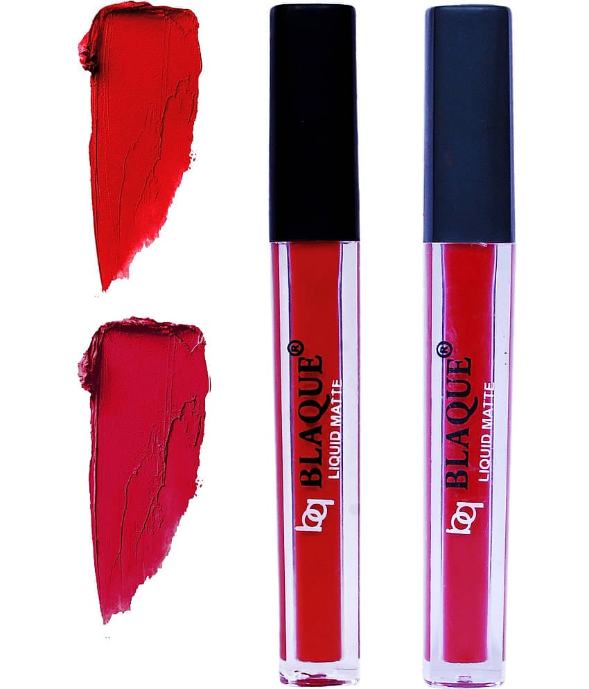bq BLAQUE Matte Liquid Lipstick Combo Set of 2 Pcs 4ml each, Long Lasting & Waterproof - Red & Dark Pinkish Red