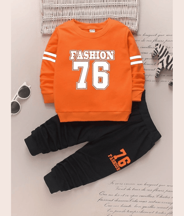 VELION Pack of 1 Baby Boys Cotton Blend Sweatshirt & Trackpant Set ( Orange )