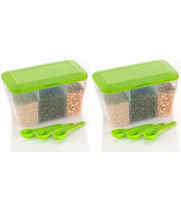 OFFYX - PET Green Dal Container ( Set of 2 - 1100 )