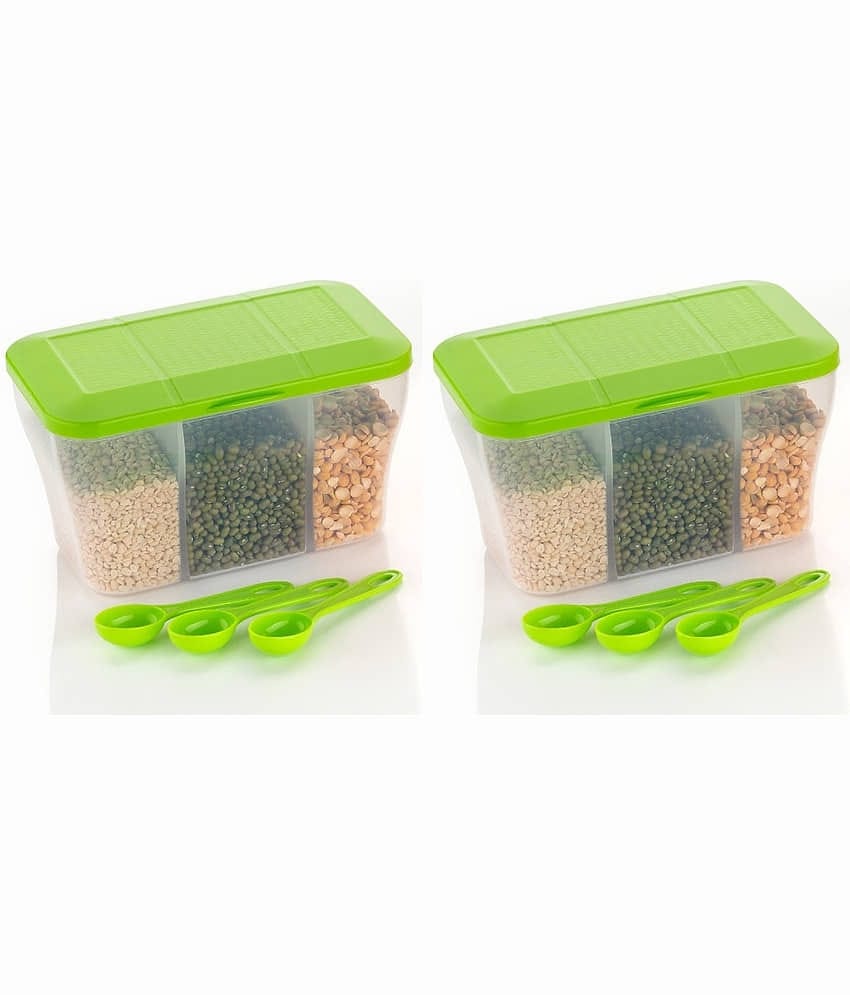 OFFYX - PET Green Dal Container ( Set of 2 - 1100 )