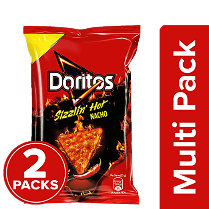 Doritos Nacho - Sizzlin' Hot, Crunchy Snack, 2 x 78 g Multipack