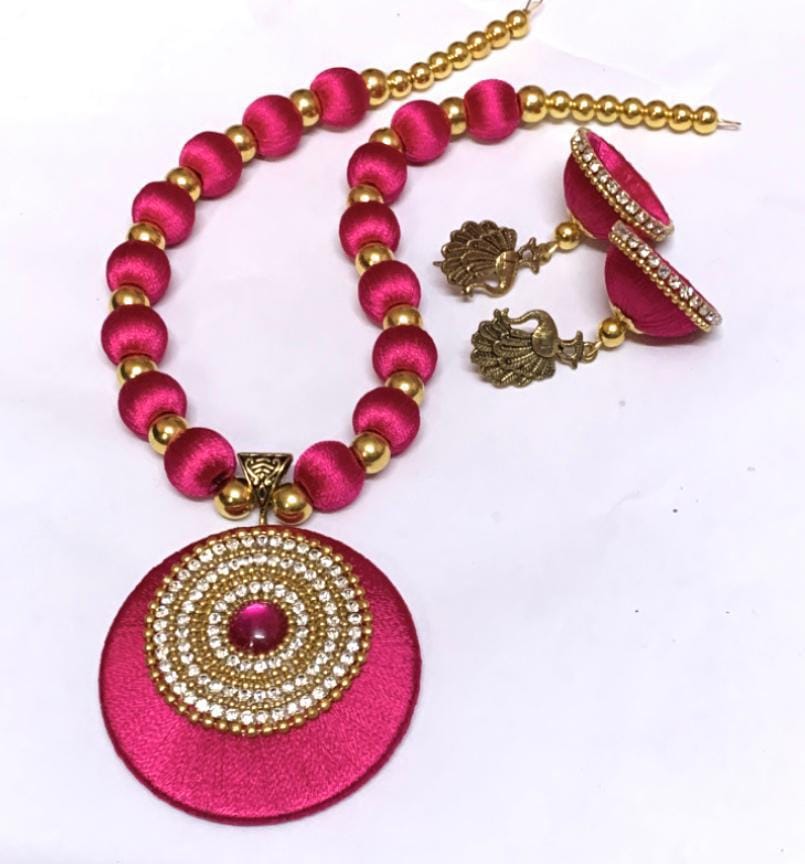 Elegant Dual-Tone Silk Thread Jewellery Set