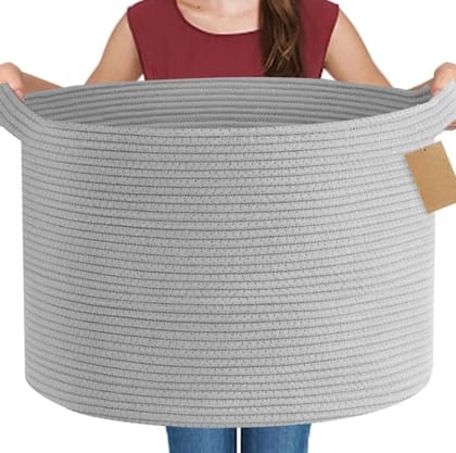 Generic Cotton Pack Of_1 14x12 Inch Storage Basket For Clothes With Out Lid (Gray)-PID66427