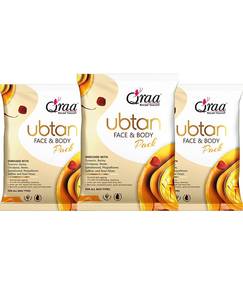 Qraa Ubtan Facepack For Glowing Skin,Acne,Pimples,Detan,& Brightening|Pack Of 3|150G