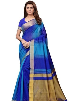 Generic Women's Cotton Silk Saree with Blouse (Multi Color, 5 - 6 Mtrs)