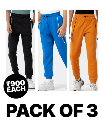 3-Pack Sporty Piping Joggers-4-5 Y / Midnight Black
