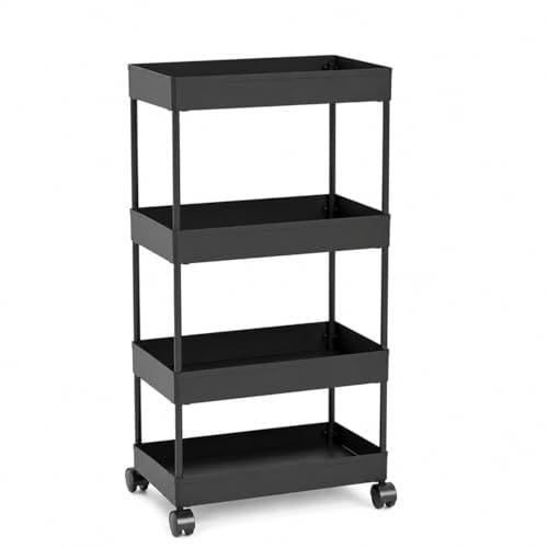 wall love Plastic Storage Rack Trolley with Wheels for Kitchen, Bathroom & Bedroom - Multipurpose Organizer