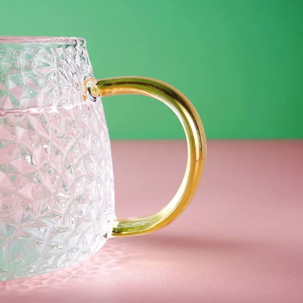 Coffee Mug with Golden Handle 480 ML Borosilicate Glass Cup for Green Tea, Coffee,Milk Lemon Tea