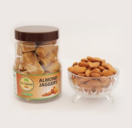The Gudwala Almond Jaggery Pure Natural Zero Chemical Gur Immunity Booster Extremely Healthy Organic Dry Fruits Gud (400 Grams) (Almond)
