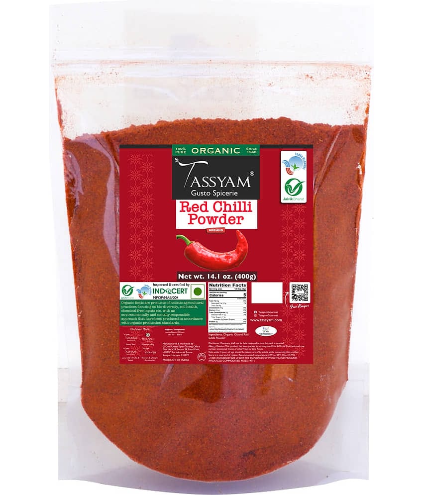 Tassyam Certifed 100% Organic Red Chilli Powder 400 gm