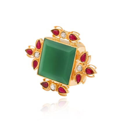 SITAYAN Green Statement Ring-Gold