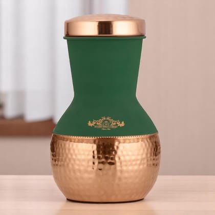 Pure Copper Half Hammer Matka Jar For Home Decor 1500 ML-CHERRY