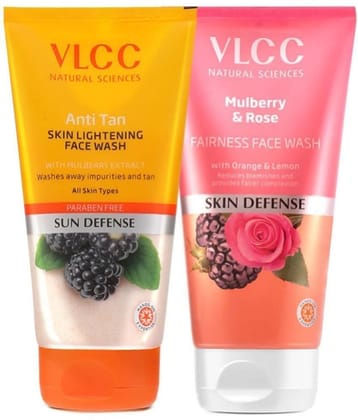 VLCC Combo Kit of Anti, Tan & Mulberry & Rose Face Wash, 150 ml (Pack of 2)