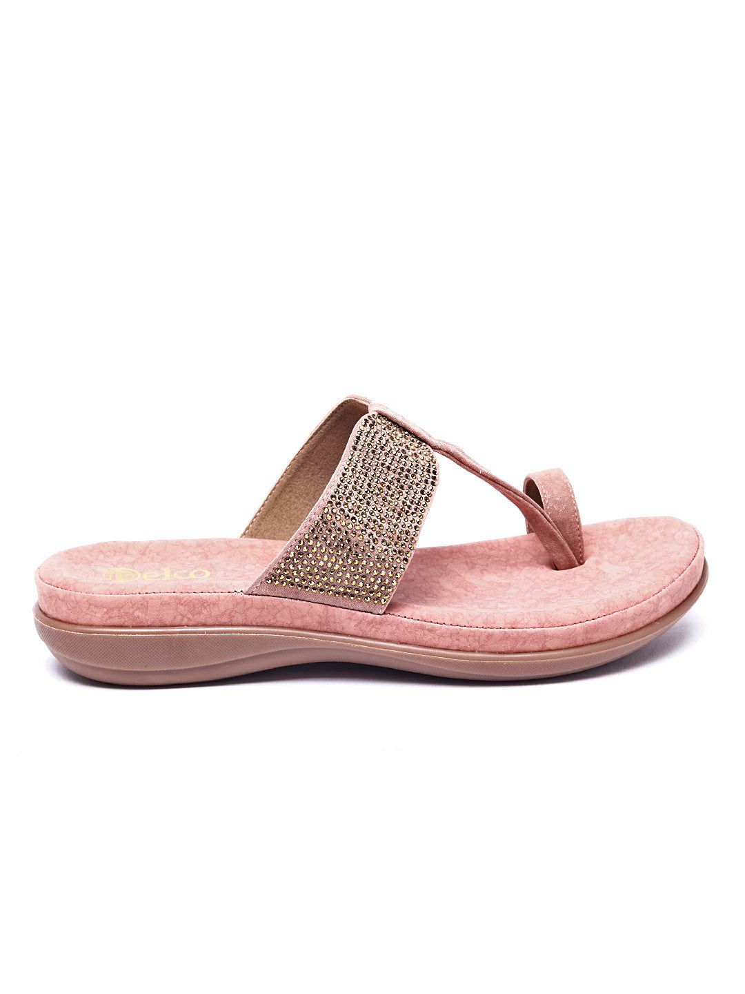 Starlight Stroll: Delco Suede Fancy Chappal-36 / Peach