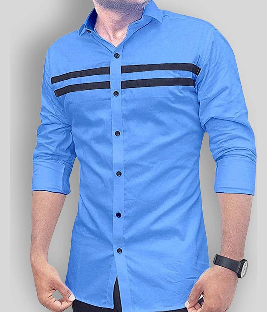 VERTUSY Cotton Blend Regular Fit Striped Full Sleeves Men's Casual Shirt - Black ( Pack of 1 )