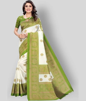 Grubstaker Art Silk Saree With Unstitched Blouse Piece ( Green )