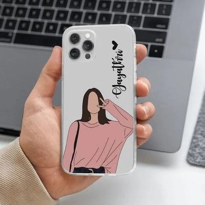 Girls Trending Portraits With Custom Slim Name Initials-Design 1