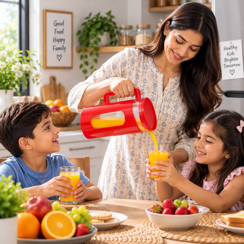 Multi-Purpose Juice Pitcher (Red, 2000ml) | Airtight Lid & Ergonomic Handle | Daily Beverage Serving