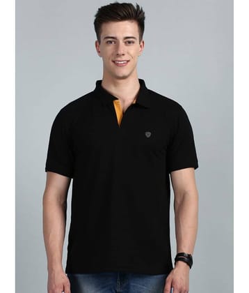 Lux Cozi Cotton Regular Fit Solid Half Sleeves Men's Polo T Shirt - Black ( Pack of 1 )