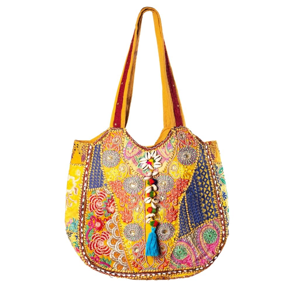PREET SPICE Handwork Rajasthani Embroidered Boho Tote Cross Body Bag, Multicolour For Women