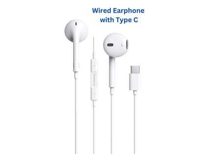 Twance Wired Earphone With Type C Connector, Inbuilt Microphone and 1.25 Meter Length, White Color (ME Pro-201)