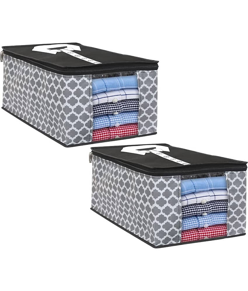 PrettyKrafts Shirt Cover For Storage Organizer Garment Cover Foldable Clothes Storage Bags For Wardrobe/Closet Organiser, (Set of 2) Diamond Red