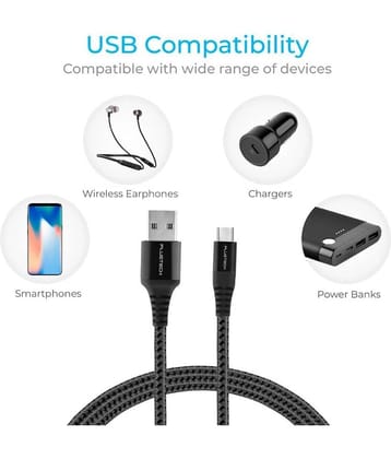 Plugtech USB to Type-C Braided Cable - Fast Charging, Durable 1m USB-C Charger Cord for Android, Tablets & More