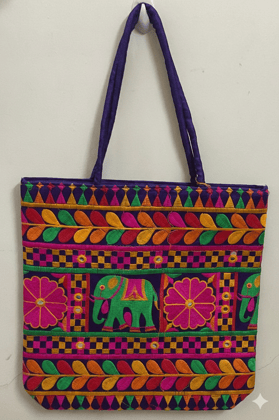 Baggz And Baggz Premium Jute Tote Bag (Royal Blue) | Handcrafted Ethnic Elephant Motif | Festive Return Gifts Baggz And Baggz Premium Jute Tote Bag (Royal Blue) | Handcrafted Ethnic Elephant Motif | Festive Return Gifts