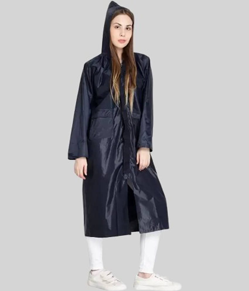 PARYAG HOSIERY Polyester Long Raincoat - Black
