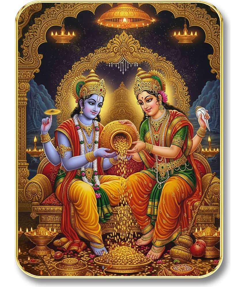 Livin'luxe Lakshmi Narayan Vishnu Lakshmi MDF Wall Art with Table Top Stand