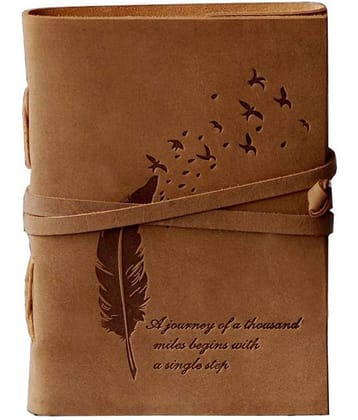 CRAFT CLUB Premium Leather Diary With Bird Feather Embossed A5 Diary
