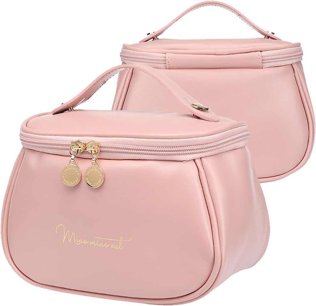 Small Makeup Bag, Cosmetic Bag for Women Travel Makeup Organizer Handbag Purse Pouch Compact Capacity for Daily Use, Makeup Brush Holder, Waterproof Nylon, Durable Zipper