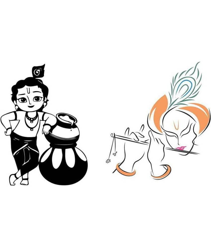 Asmi Collection God Krishna - 2 Sets Religious & Inspirational Sticker ( 45 x 48 cms )
