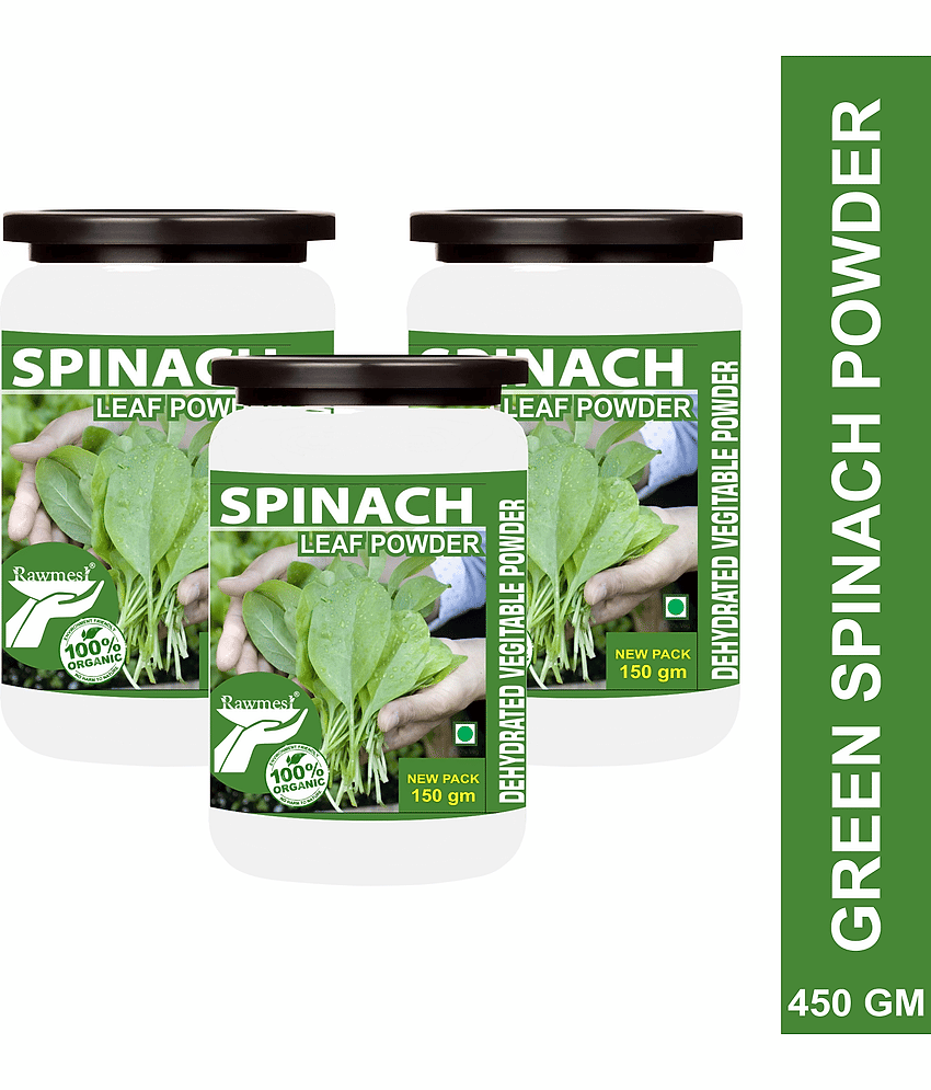 rawmest Spinach Powder/ Dehydrated Spinach Leaves/ Palak Leaf/Salad Sprinkles Paste 450 gm Pack of 3