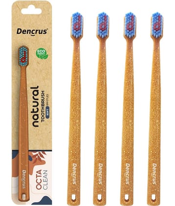 Dencrus Octa Clean Ultra-Soft Bristles Toothbrush Octagonal Handle Pack of 4
