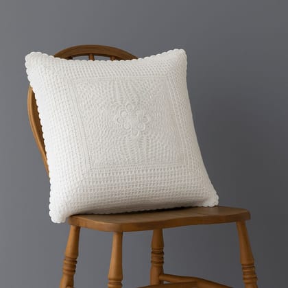 Alangrahaa Handmade Crochet Cushion Cover | White Cotton Lace Pillow Cover with Floral Knitted Design | Decorative Sofa | Bed & Living Room Throw Pillow Case 16x16 Inch Alangrahaa Handmade Crochet Cushion Cover | White Cotton Lace Pillow Cover with Floral Knitted Design | Decorative Sofa | Bed & Living Room Throw Pillow Case 16x16 Inch
