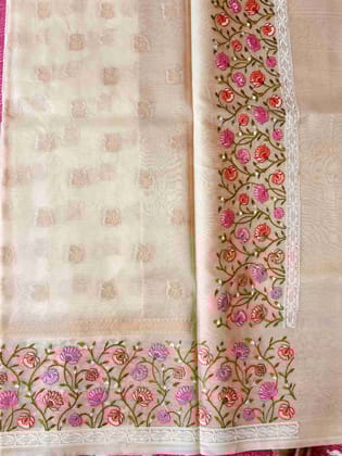 Organza Heavily embroidered floral border