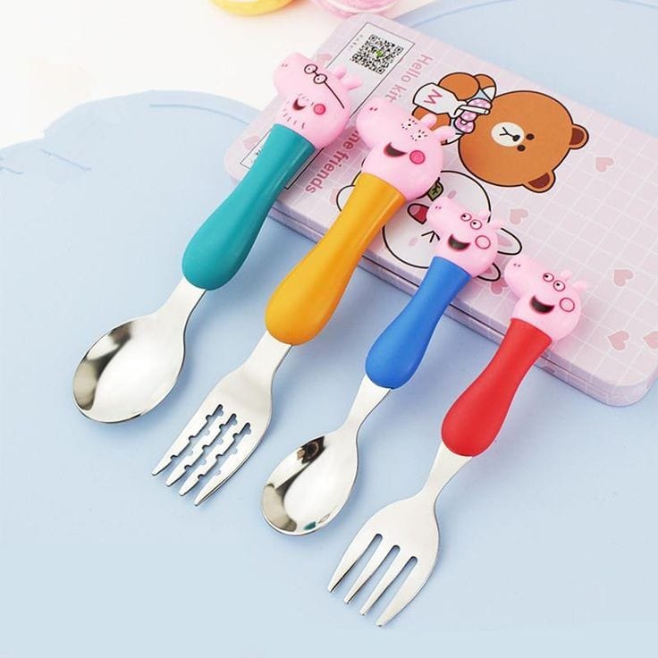 Pega Pig Spoon Set 4 | Kids Spoon ( Set Of 4 Spoon ) ( Multicolour )