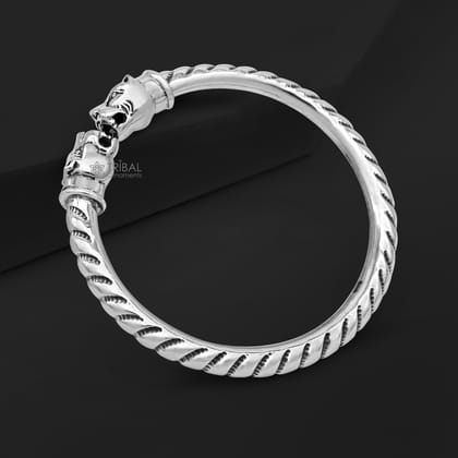 925 sterling silver fabulous lion face stylish attractive kada bangle bracelet pretty work attractive tribal belly dance jewelry nsk798