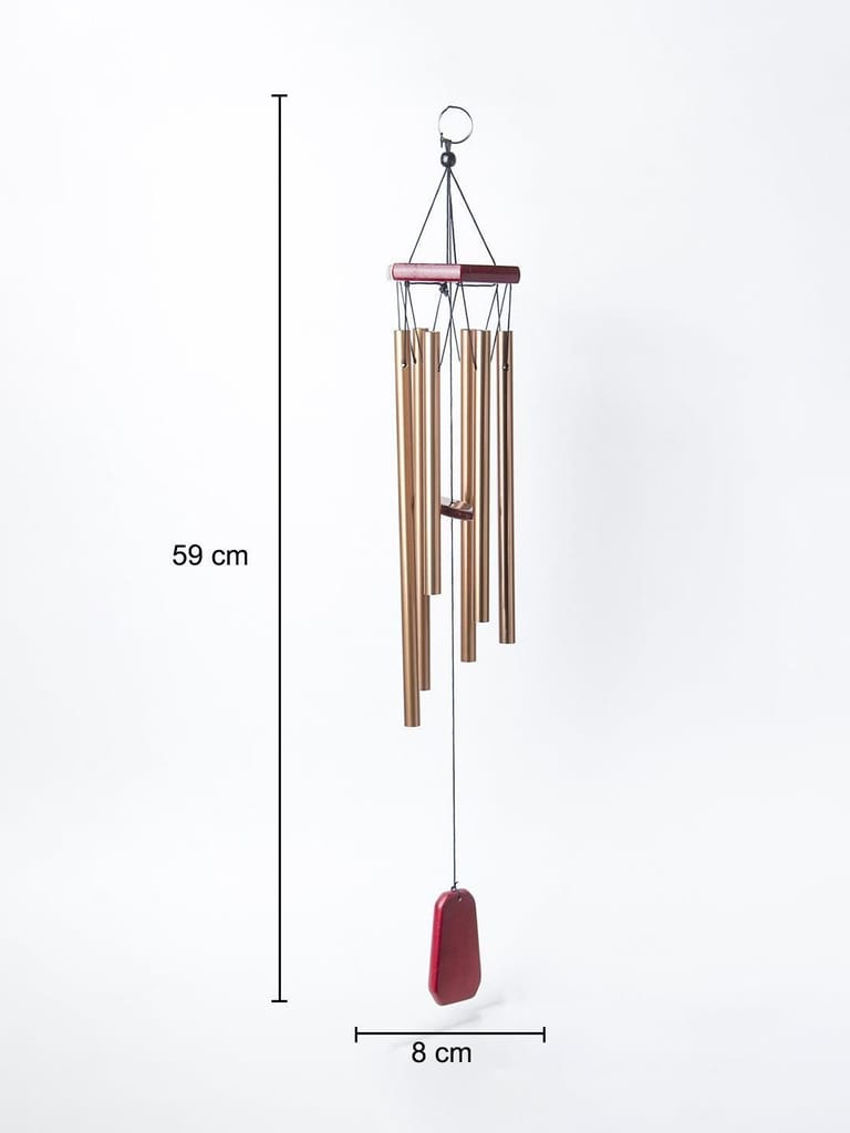 Unique Golden Decorative Wind Chime For Home - 9.5 X 9.5 X 64 Cm