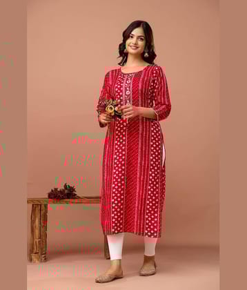 Kapadia Women Rayon Embroidered Straight Kurti ( Pink )