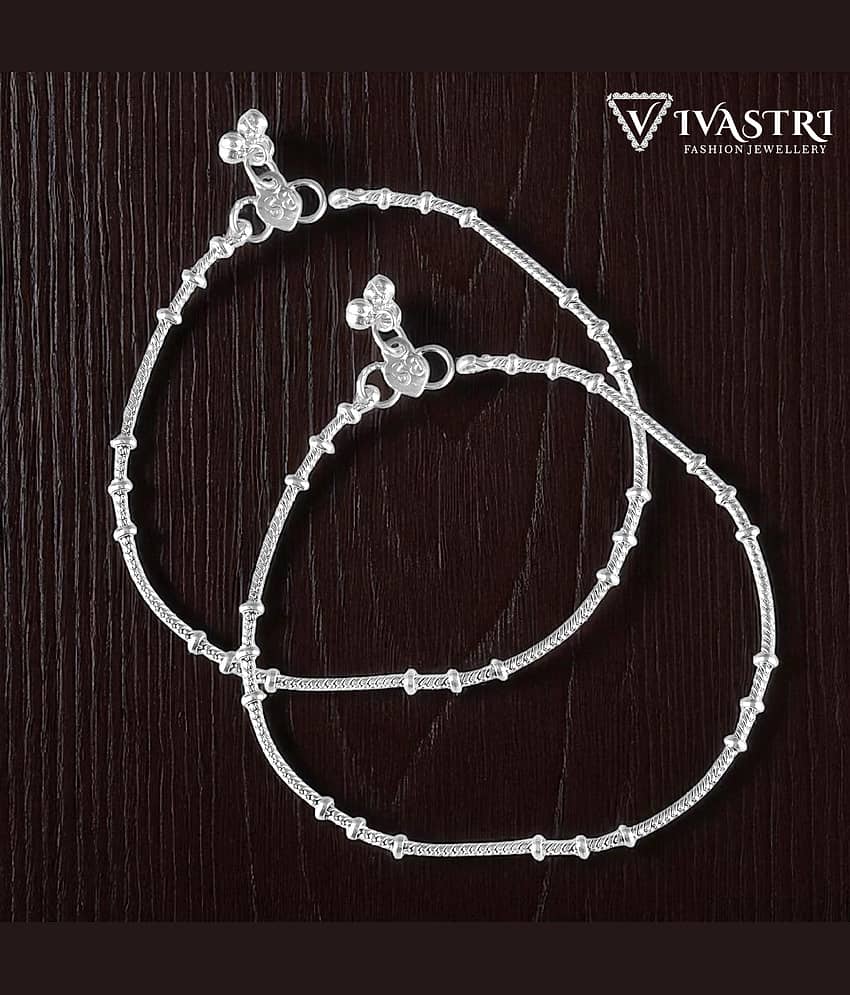 VIVASTRI Silver Anklets ( Pack of 2 )