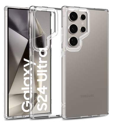 Ice Crystal Series Hybrid Transparent PC Military Grade TPU Back Cover for Samsung Galaxy S24 Ultra 5G, 6.8 inch, Crystal Clear