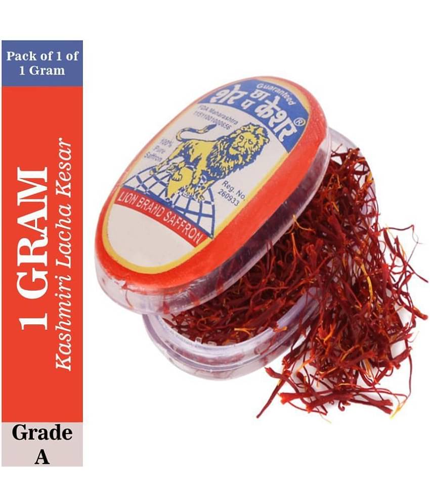 Lion Brand Grade A Kashmiri Lacha Kesar/Saffron Value Pack Grade A Kashmiri Lacha Kesar/Saffron 1 gm