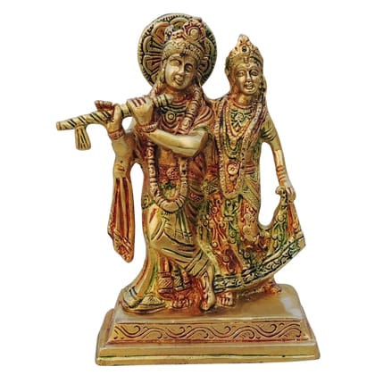 Brass Decorative Showpiece Radha Krishna Idol Statue, Height : 6.5 Inch (BSMAS399 I)