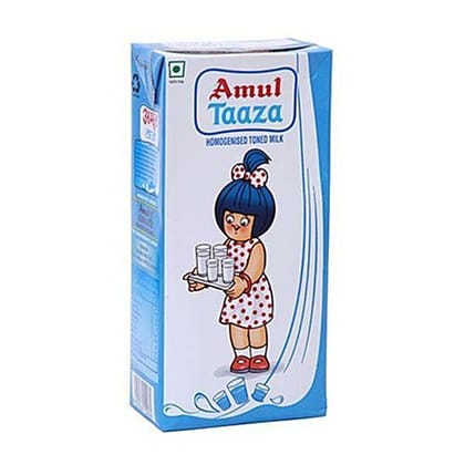 Amul Taaza Homogenised Toned Milk, 200 ml Carton