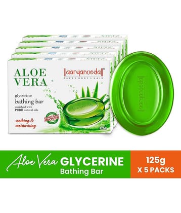 Aaryanveda Moisturizing Aloe Vera Glycerine Soap Bathing Bar, 125gm each ( Pack of 5)
